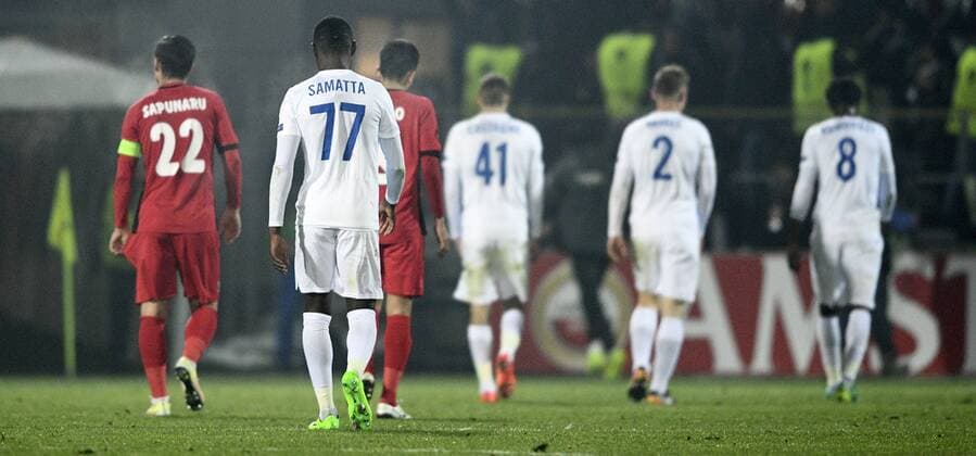 Genk s Mwbana Ally Samatta pictured during a first leg game between Romanian Club Astra Giurgiu and Belgian soccer team RC Genk in the 1 16 finals of the Europa League competition on Thursday 16 February 2017, in Giurgiu, Romania. YORICKxJANSENS  x05048830x