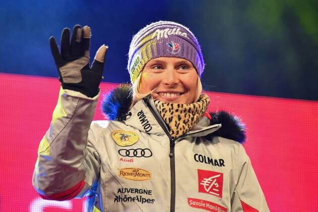 February 16, 2017: 1st place Tessa WORLEY (FRA) on stage at the medal ceremony for the women s giant slalom event of the FIS Alpine World Ski Championships at St Moritz, Switzerland. Cal Media Skiing 2017: Alpine World Ski Championships - 16 Feb - ZUMAc04_ 20170216_zaf_c04_120 Copyright: xSydneyxLowx