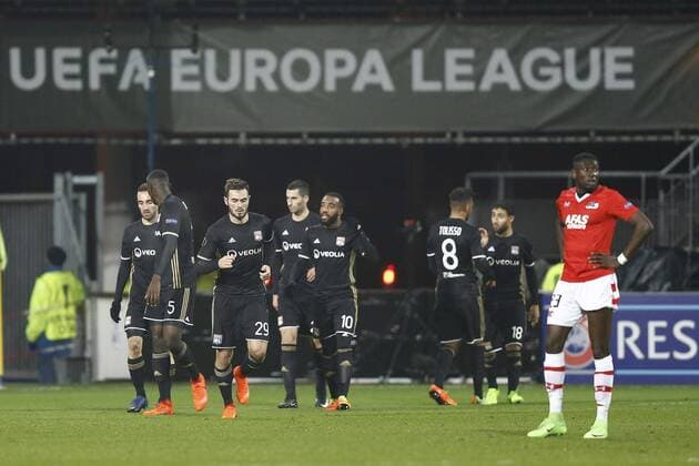 Lucas Tousart of Olympique Lyon (m) scoredduring the UEFA Europa League round of 32 match between AZ Alkmaar and Olympique Lyonnais on February 16, 2017 at the AFAS stadium in Alkmaar, The Netherlands. AZ v Olympique Lyon UEFA Europa League 2016 2017 xVIxxIVx 7131840