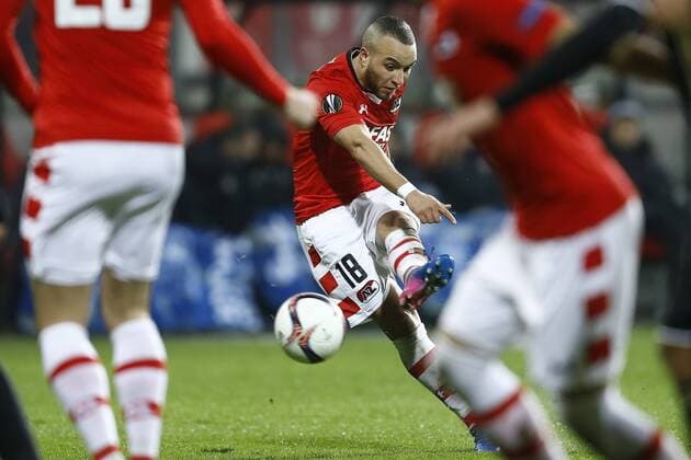Iliass Bel Hassani of AZ Alkmaarduring the UEFA Europa League round of 32 match between AZ Alkmaar and Olympique Lyonnais on February 16, 2017 at the AFAS stadium in Alkmaar, The Netherlands. AZ v Olympique Lyon UEFA Europa League 2016 2017 xVIxxIVx 7131864