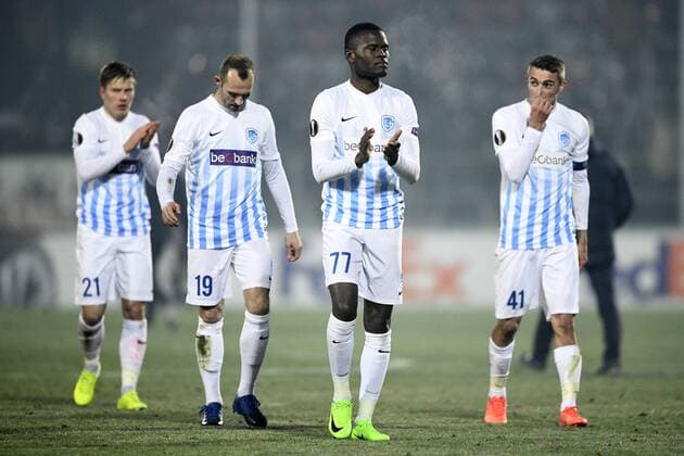 Genk s Mwbana Ally Samatta pictured after a first leg game between Romanian Club Astra Giurgiu and Belgian soccer team RC Genk in the 1 16 finals of the Europa League competition Thursday 16 February 2017, in Giurgiu, Romania. YORICKxJANSENS  x05048968x