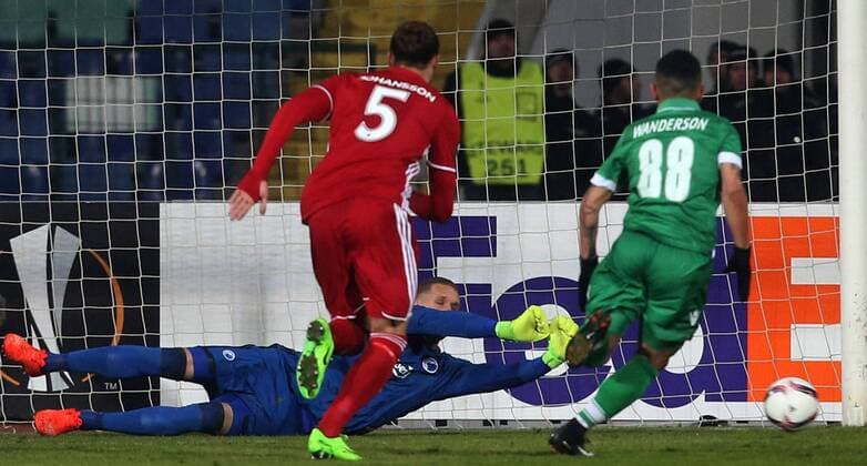16.02.2017 Sofia(Bulgaria) PFC Ludogorets-FC Kobenhavn(FC Copenhagen) Europa League men s football Robin Olsen (c) FC Kobenhavn (FC Copenhagen) goalkeeper :Str 