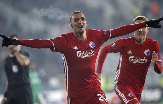 16.02.2017 Sofia(Bulgaria) PFC Ludogorets-FC Kobenhavn(FC Copenhagen) Europa League men s football Youssef Toutouh(L) FC Kobenhavn (FC Copenhagen) celebrate second scored goal :Str 