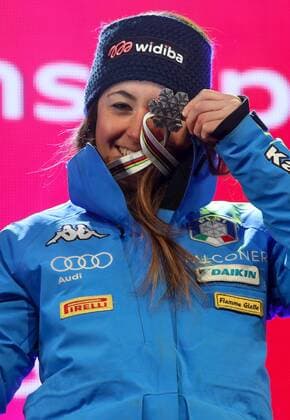 Ski Alpin, WM in St. Moritz, Riesenslalom Damen - Siegerehrung am Abend ALPINE SKIING - FIS Ski WC St. Moritz SANKT MORITZ,SWITZERLAND,16.FEB.17 - ALPINE SKIING - FIS Alpine World Ski Championships, giant slalom ladies, award ceremony. Image shows Sofia Goggia (ITA). GEPAxpictures xMarioxKneisl