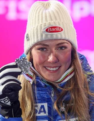 Ski Alpin, WM in St. Moritz, Riesenslalom Damen - Siegerehrung am Abend ALPINE SKIING - FIS Ski WC St. Moritz SANKT MORITZ,SWITZERLAND,16.FEB.17 - ALPINE SKIING - FIS Alpine World Ski Championships, giant slalom ladies, award ceremony. Image shows Mikaela Shiffrin (USA). GEPAxpictures xMarioxKneisl