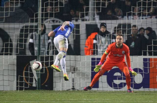 Bilder des Tages - SPORT 16.02.2017, Fussball, UEFA Europa League, Saison 2016 2017, Zwischenrunde, PAOK Saloniki - FC Schalke 04, Max MEYER (FC Schalke 04) trifft per Kopf zum 0 zu 2