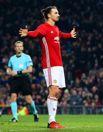 Zlatan Ibrahimovic of Manchester United ManU celebrates after scoring his sides second goal during the UEFA Europa League Round of 32 1st leg match at Old Trafford Stadium, Manchester. Picture date: February 16th, 2017. Pic credit should read: Matt McNulty Sportimage EDITORIAL USE ONLY. No use with unauthorised audio, video, data, fixture lists, club league logos or live services. Online in-match use limited to 120 images, no video emulation. No use in betting, games or single club league player publications.