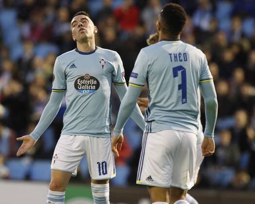 Iago Aspas. First leg of 1 16 Europa League match between Celta Vigo and Shakhtar Donetsk. In this picture, Iago Aspas dejected. xJORGExLANDINx 