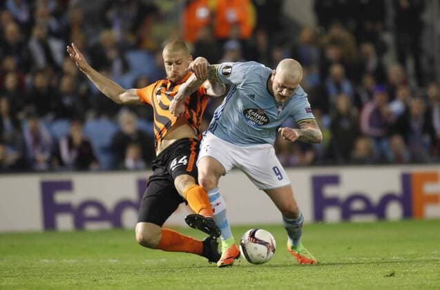 Guidetti. First leg of 1 16 Europa League match between Celta Vigo and Shakhtar Donetsk. In this picture, Guidetti. xJORGExLANDINx 