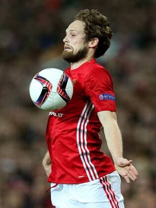 Daley Blind of Manchester United ManU during the UEFA Europa League Round of 32 1st leg match at Old Trafford Stadium, Manchester. Picture date: February 16th, 2017. Pic credit should read: Matt McNulty Sportimage EDITORIAL USE ONLY. No use with unauthorised audio, video, data, fixture lists, club league logos or live services. Online in-match use limited to 120 images, no video emulation. No use in betting, games or single club league player publications.