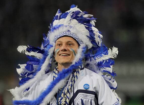 February 16th 2017, Ghent, Belgium; UEFA Europa League Round of 32 First Leg between KAA Gent and Tottenham Hotspur; The official team Mascot for Gent in the Ghelamco Arena xlaurent.lairysx  ActionPlus11846897