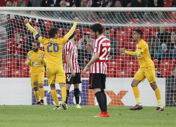 16 02 2017 Bilbao, Spanien - Fussball, Europa League, Athletic Bilbao vs. APOEL Nikosia: Giannis Gianniotas  xDAVIDxS.xBUSTAMANTEx xx