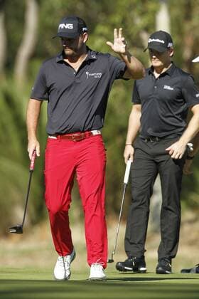 February 17th 2017, Lake Karrinyup Country Club, Perth, Western Australia, Australia; ISPS Handa World Super 6 Perth Golf Tournament Day 2; Casey O Toole (USA) reacts to scoring a "Birdie" on the second hole during his round on day 2 xDavidxWoodleyx  ActionPlus11847086