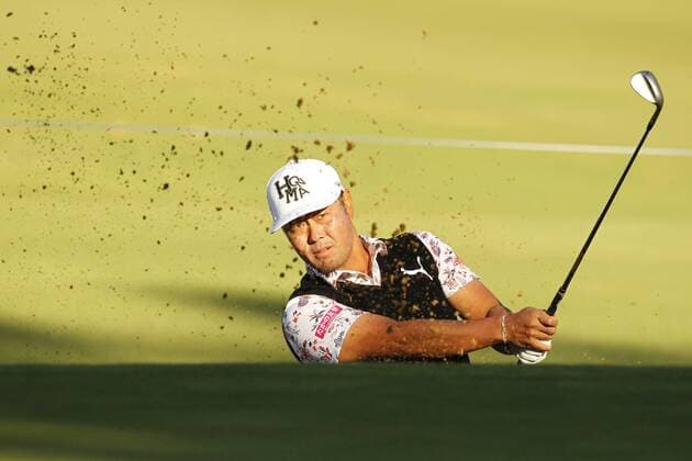 February 17th 2017, Lake Karrinyup Country Club, Perth, Western Australia, Australia; ISPS Handa World Super 6 Perth Golf Tournament Day 2; Hideto Tanihara (JPN) watches his shot out of the bunker on the par 3 12th hole during his round on day 2 xDavidxWoodleyx  ActionPlus11847096