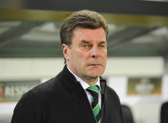 Europaleague: Borussia Mönchengladbach - AC Florenz 16.02.2017. Trainer Dieter Hecking (BMG). HM