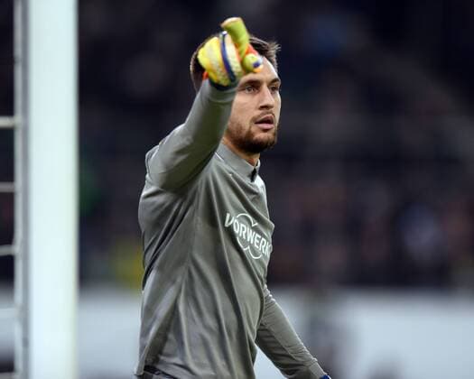 Europaleague: Borussia Mönchengladbach - AC Florenz 16.02.2017. Towart Ciprian Tatarusanu (Florenz). HM