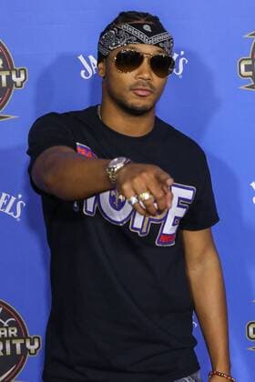 February 17, 2017 - Rapper Romeo Miller posing for media at the Red Carpet Event before the NBA Basketball Herren USA All-Star Celebrity Game at the Mercedes-Benz Superdome in New Orleans, LA. CSM NBA 2017: NBA All-Star Celebrity Game FEB 17 - ZUMAc04_ 20170217_zaf_c04_096 Copyright: xStephenxLewx