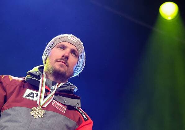 ALPINE SKIING - FIS Ski WC St. Moritz SANKT MORITZ,SWITZERLAND,17.FEB.17 - ALPINE SKIING - FIS Alpine World Ski Championships, giant slalom, men, award ceremony. Image shows Marcel Hirscher (AUT). Keywords: medal. GEPAxpictures xChristianxWalgram