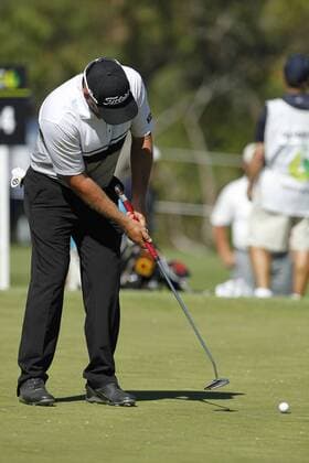 February 18th 2017, Lake Karrinyup Country Club, Perth, Western Australia, Australia; ISPS Handa World Super 6 Perth Golf Tournament Day 3 David Bransdon (AUS) putts on the 14th green during his round of 72 on day 3 xDavidxWoodleyx  ActionPlus11847398