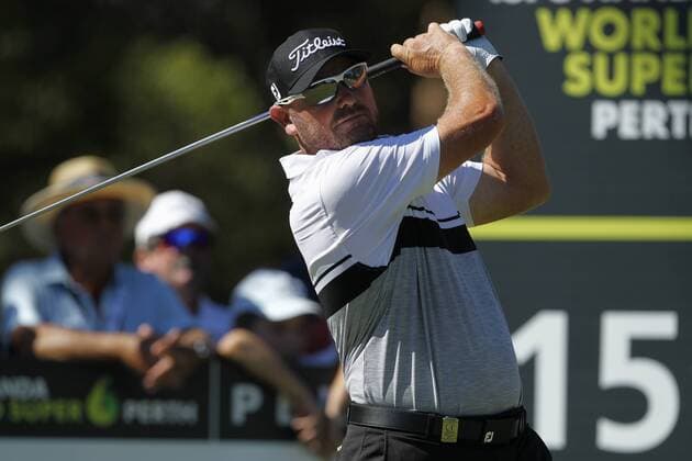 February 18th 2017, Lake Karrinyup Country Club, Perth, Western Australia, Australia; ISPS Handa World Super 6 Perth Golf Tournament Day 3 David Bransdon (AUS) drives from the 15th tee during his round of 72 on day 3 xDavidxWoodleyx  ActionPlus11847399