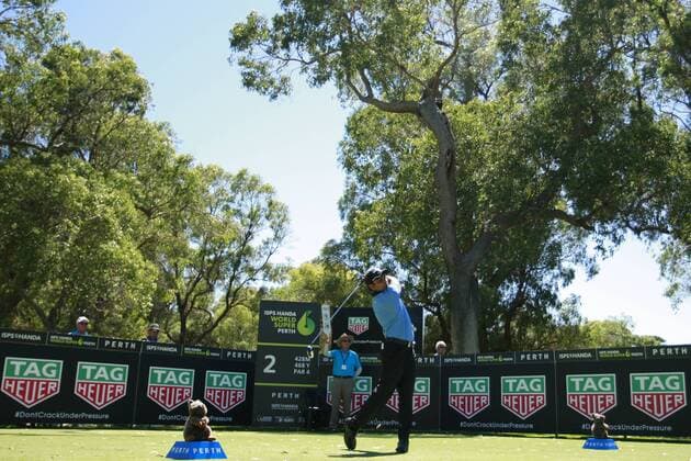 February 18th 2017, Lake Karrinyup Country Club, Perth, Western Australia, Australia; ISPS Handa World Super 6 Perth Golf Tournament Day 3 SS.P Chawrasia (IND) drives off the 2nd tee during his round on day 3. xDavidxWoodleyx  ActionPlus11847407