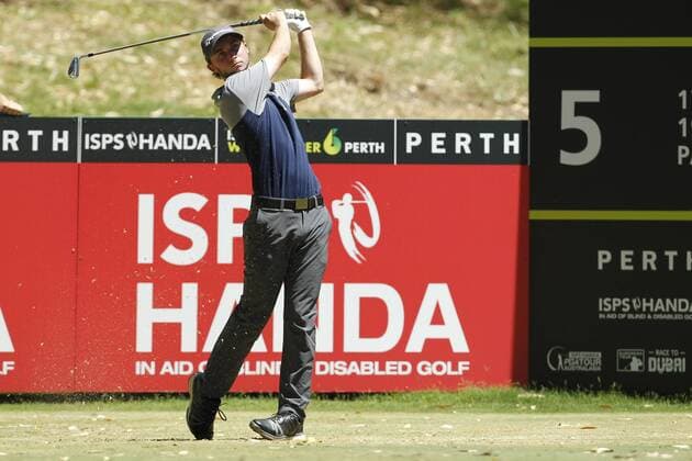 February 18th 2017, Lake Karrinyup Country Club, Perth, Western Australia, Australia; ISPS Handa World Super 6 Perth Golf Tournament Day 3 Austin Connelly (CAN) drives off the par 3 5th during his round on day 3 xDavidxWoodleyx  ActionPlus11847408
