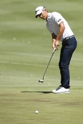 February 18th 2017, Lake Karrinyup Country Club, Perth, Western Australia, Australia; ISPS Handa World Super 6 Perth Golf Tournament Day 3 Jason Scrivener (AUS) sinks a 30m put for a Birdie on the par 3 5th hole during his round on day 3 xDavidxWoodleyx  ActionPlus11847460