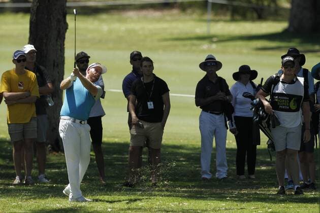 February 19th 2017, Lake Karrinyup Country Club, Perth, Western Australia, Australia; ISPS Handa World Super 6 Perth Golf Tournament Day 4; Adam Bland (AUS) plays an approach shot out of the rough on the first fairway during his Quarter Final against Louis Oosthuizen (RSA) xDavidxWoodleyx  ActionPlus11848161