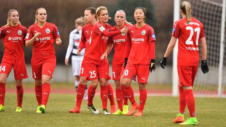 Jubel, Freuen, celebrate, happy, cheer , Goal Celebration 1.FFC Frankfurt zum 0:1, Frauenfussball - Borussia Mönchengladbach - 1 FFC Frankfurt, xmkx