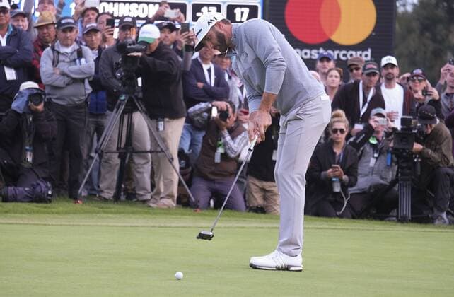 February 19, 2017 - Los Angeles, California, U.S - Dustin Johnson powers his shot during the final round of the PGA Golf Herren Tour Genesis Open golf tournament at Riviera Country Club on February 19, 2017, in Los Angeles. Dustin Johnson won the Genesis Open. Dustin Johnson won the Genesis Open - ZUMAc68_ 77385532st Copyright: xRingoxChiux