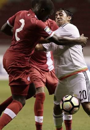 Fußball, U20 CONCACAF Meisterschaft, Mexiko - Kanada Canada s Zachary Brault-Guillard (L) in action against Mexico s Diego Aguilar (R), during their CONCACAF U-20 match in San jose, Costa Rica, 20 February 2017. MEXICO VS. CANADA !ACHTUNG: NUR REDAKTIONELLE NUTZUNG!  Copyright: xJeffreyxArguedasx SJS-11 20170221-636232489279555796