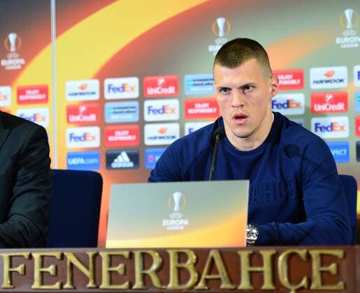 Fenerbahce s player Martin Skrtel attend a press conference PK Pressekonferenz following a training session in Istanbul, Turkey, 21 February 2017. Fenerbahce will face Krasnodar in a UEFA Europa League match on 22 February 2017. 