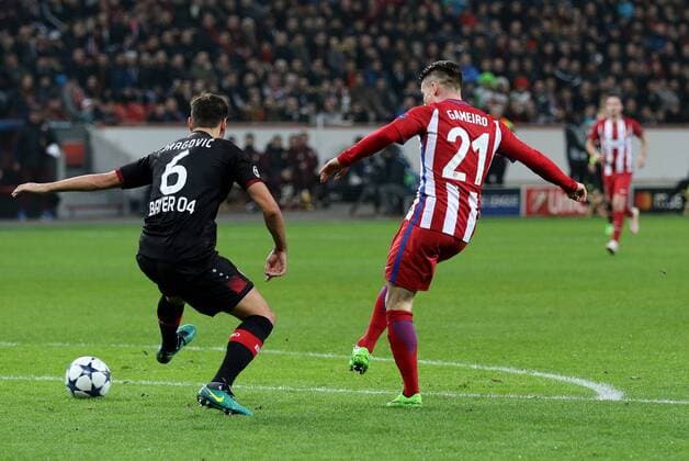 21.02.2017 - Aleksandar Dragovic (Bayer 04 Leverkusen) kann den Ball nicht abfangen beim Champions League Achtelfinal Hinspiel (Saison 2016 17) Bayer Leverkusen - Atletico Madrid. Copyright Thomas Pakusch