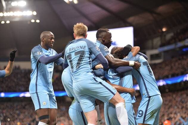 03 Bacary Sagna (mc) - 42 Yaya TOURE (mc) - JOIE FOOTBALL : Manchester City vs AS Monaco - Champions League - 21 02 2017 AnthonyBIBARD FEP Panoramic 