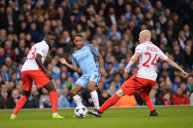 07 Raheem Sterling (mc) - 23 BENJAMIN MENDY (mon) FOOTBALL : Manchester City vs Monaco - Champions League - 21 02 2017 AnthonyBIBARD FEP 