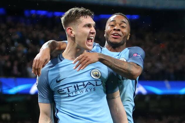 Football - 2016 2017 UEFA Champions League - Round of Sixteen, First Leg: Manchester City vs. Monaco John Stones of Manchester City celebrates scoring during the match at the Etihad Stadium. COLORSPORT 