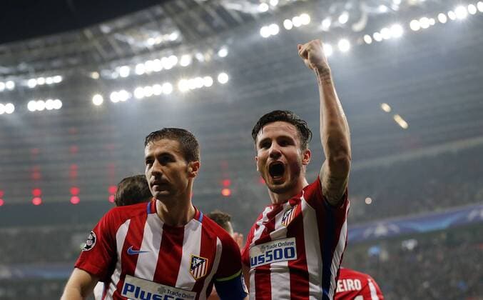 1 8 first leg match of the Champions League match between Bayer Leverkusen and Atletico. In this picture, Saul and Gabi. xPabloxGarciax 