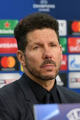GER, Bayer 04 Leverkusen (GER) vs. Atletico Madrid (ESP) 21.02.2017, BayArena, Leverkusen, Championsleaque Achtelfinale, GER, Bayer 04 Leverkusen (GER) vs. Atletico Madrid (ESP) im Bild: Pressekonferenz nach Ende des Spiels DIEGO SIMEONE Trainer Headcoach (Atl. Madrid) ist zufrieden und sehr erfreut über das Ergebnis Foto © nordphoto Meuter nordphotox xMeuter
