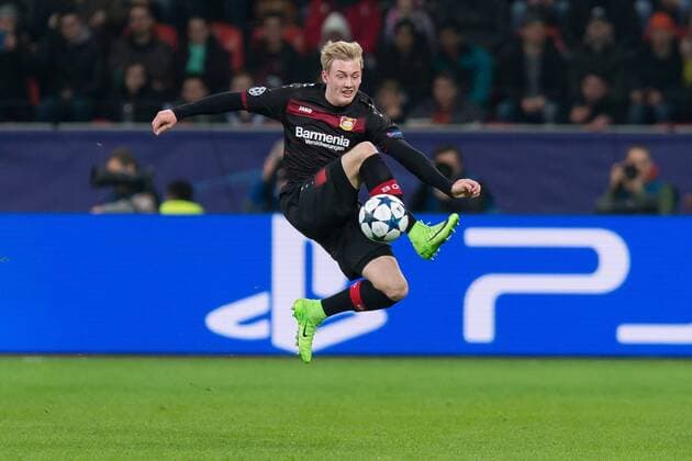 Leverkusen, Germany 21.02.2017, UEFA Champions League - 2016 17 Season, Bayer 04 Leverkusen - Club Atletico de Madrid, Julian Brandt (B04) in aktion ( DeFodi001