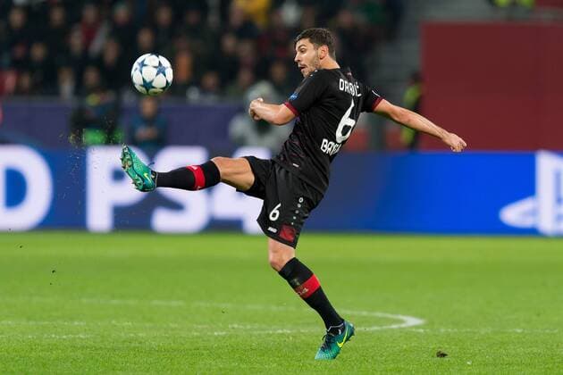 Leverkusen, Germany 21.02.2017, UEFA Champions League - 2016 17 Season, Bayer 04 Leverkusen - Club Atletico de Madrid, Aleksandar Dragovic (B04) in aktion ( DeFodi001