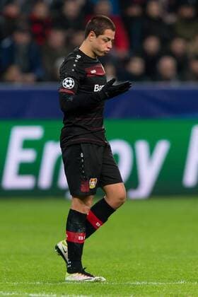 Leverkusen, Germany 21.02.2017, UEFA Champions League - 2016 17 Season, Bayer 04 Leverkusen - Club Atletico de Madrid, Chicharito (B04) gestikuliert ( DeFodi001