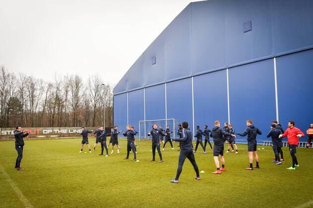 Genk s players pictured during a training session of Belgian soccer team RC Genk, Wednesday 22 February 2017, in Genk. Tomorrow Genk is playing 1 16 finales return leg game of the Europa League competition against Romanian Club Astra Giurgiu. First leg result was 2-2. LUCxCLAESSEN  x05051915x