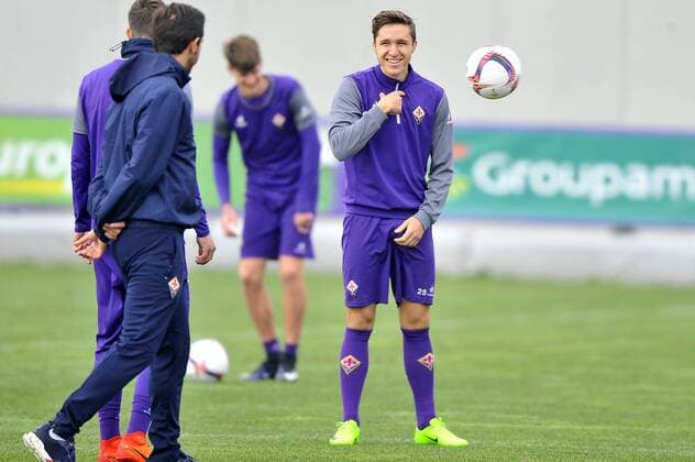 Italy: ACF Fiorentina training session A.c.f. Fiorentina s Federico Chiesa during the training session at the Team s Sports Centre on the eve of the UEFA Europa League Round of 32 - 2nd leg soccer match against Borussia Mönchengladbach.  GiacomoxMorinix xPacificxPress