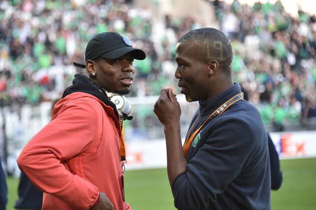 Fußball, EL, Pogba-Brüder vor Manchester United - AS St. Etienne Florentin Pogba (saint etienne) and Paul Pogba Manchester United ManU FOOTBALL : AS Saint Etienne vs Manchester United - Europa League - 1 16 final - 22 02 2017 FredericChambert Panoramic 