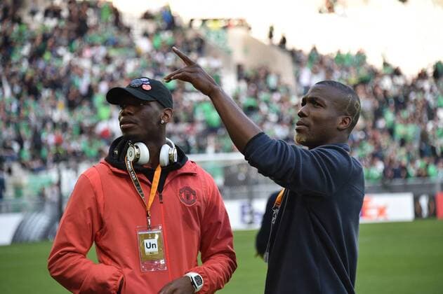 Fußball, EL, Pogba-Brüder vor Manchester United - AS St. Etienne Florentin Pogba (saint etienne) and Paul Pogba Manchester United ManU FOOTBALL : AS Saint Etienne vs Manchester United - Europa League - 1 16 final - 22 02 2017 FredericChambert Panoramic 
