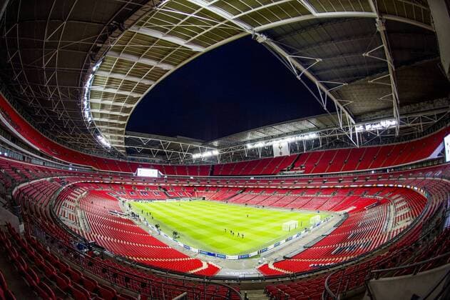 Illustration picture shows Wembley stadium during a training session of Belgian soccer team KAA Gent, Wednesday 22 February 2017. Tomorrow, Gent is playing 1 16 finals return leg game of the Europa League competition against British team Tottenham. First leg result was 1-0 in Gent. JASPERxJACOBS  x05052760x