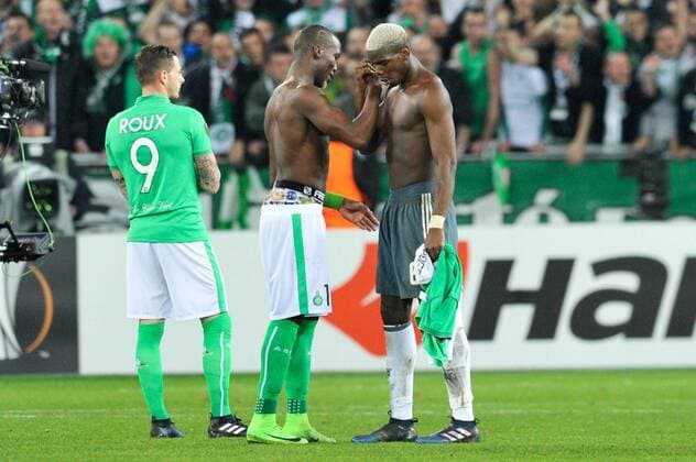 19 Florentin Pogba (asse) - 06 Paul Pogba (man) FOOTBALL : AS Saint Etienne vs Manchester United ManU - Europa League - 22 02 2017 FEP Panoramic 