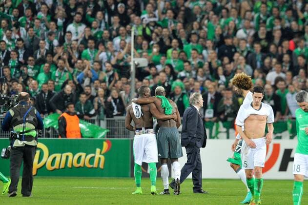 Fußball, EL, AS St. Etienne - Manchester United, Pogba-Brüder 19 Florentin Pogba (asse) - 06 Paul Pogba (man) FOOTBALL : AS Saint Etienne vs Manchester United ManU - Europa League - 22 02 2017 FEP Panoramic 