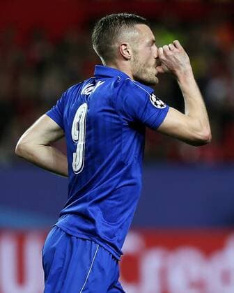 Leicester s striker Vardy jubilates a goal against Sevilla during the UEFA Champions League round of 16 first leg match between Leicester City and Sevilla, at Ramon Sanchez Pizjuan stadium in Seville, Andalusia, Spain, 22 February 2017. SEVILLA VS. LEICESTER CITY !ACHTUNG: NUR REDAKTIONELLE NUTZUNG!  Copyright: xJosexManuelxVidalx SEV001 20170222-636233999104617531