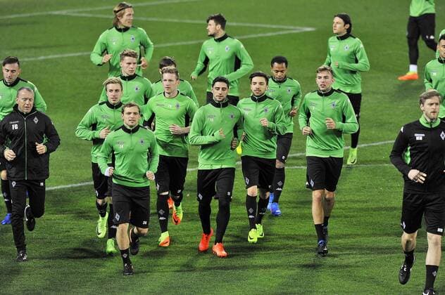 Fußball, EL, Borussia Mönchengladbach Training Italy: Borussia Monchengladbach Training Session Borussia Mönchengladbach s players during the training session at the Artemio Franchi Stadium on the eve of the UEFA Europa League Round of 32 - 2nd leg soccer match against A.c.f. Fiorentina  GiacomoxMorinix xPacificxPress